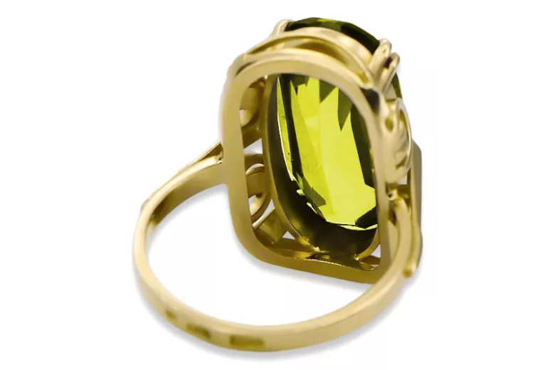 Ring Yellow Peridot 14K Yellow gold Vintage craft vrc038y
